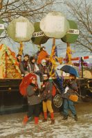 1986-02-08 14 Optocht Haonewagen Miebet-Frits en Janet